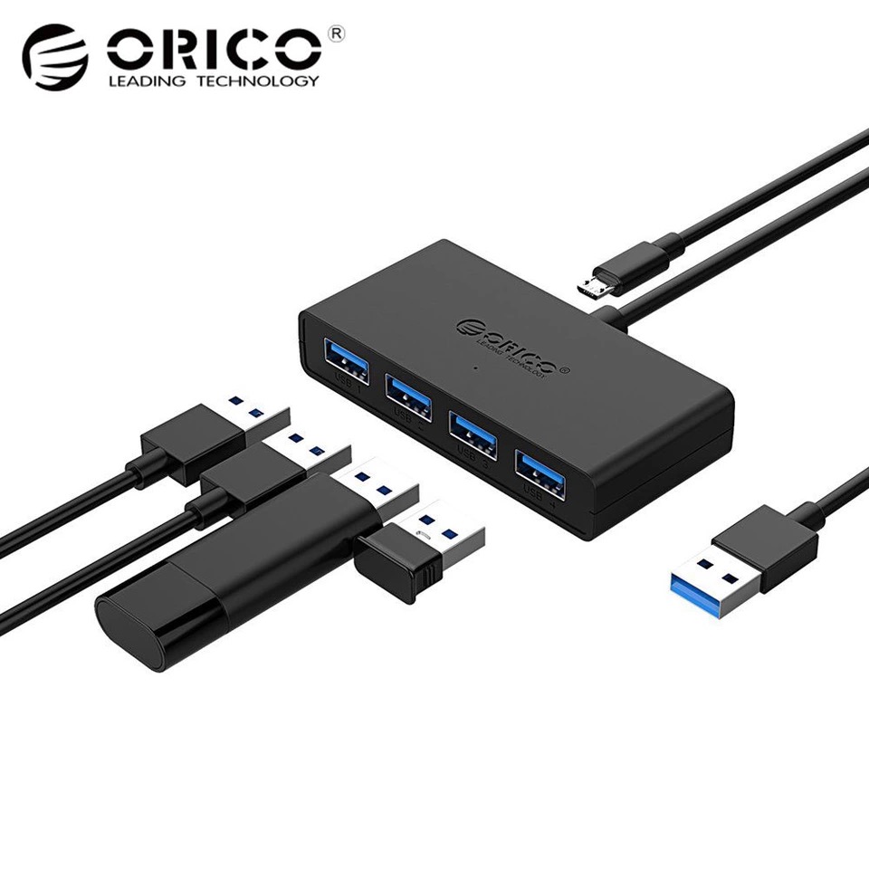USB 3.0 Hub 4ช่อง Orico USB hub 4port 5GBP G11-H4-U3 ตัวต่อพ่วง ยูเอสบี ฮับ (สีดำ)