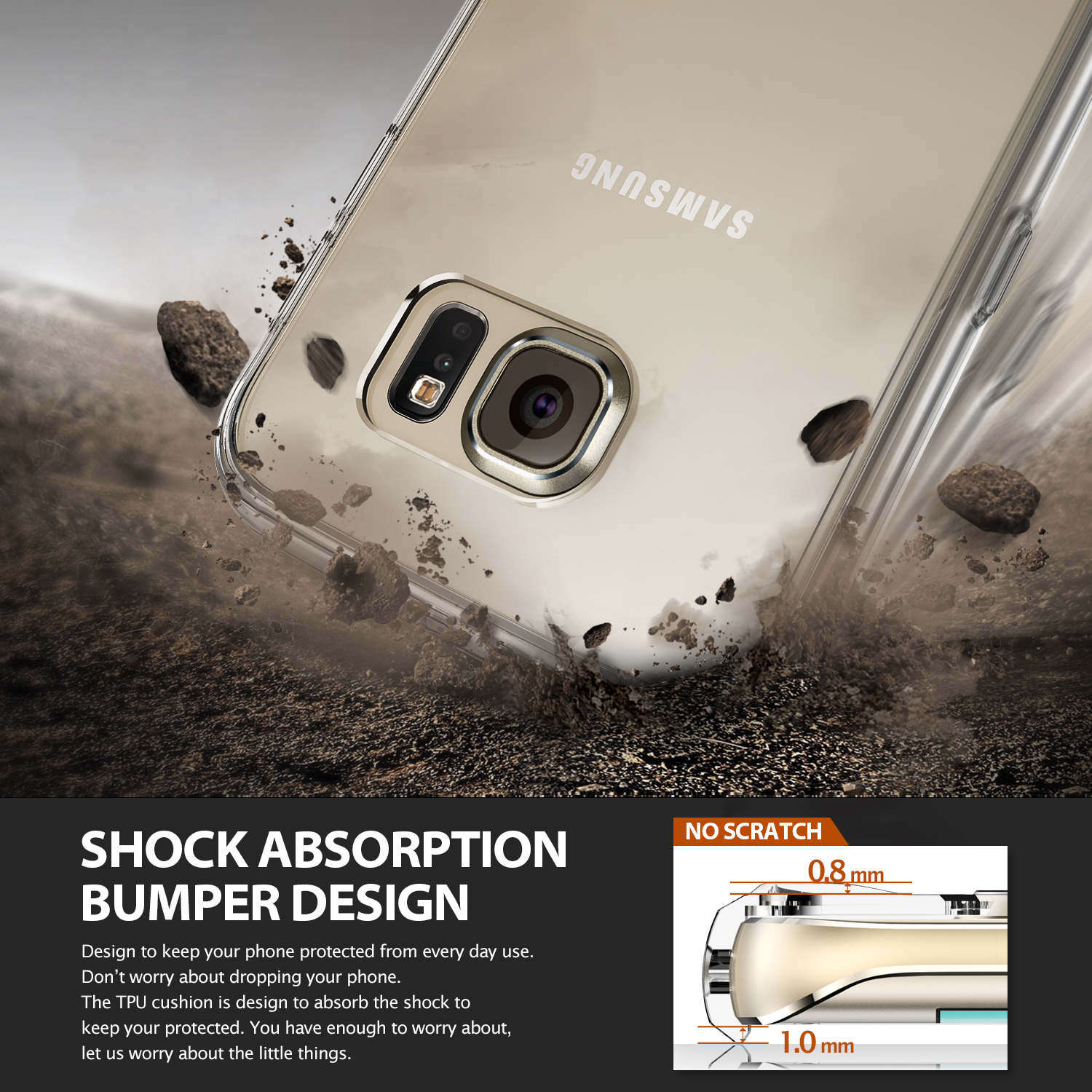 Ringke Fusion Samsung Galaxy S6Edge เคสใสกันกระแทก ผ่านการทดสอบการกระแทกระดับ Military Grade ด้วยเทคโนโลยีกระจายแรงกระแทก (Crytral Clear)